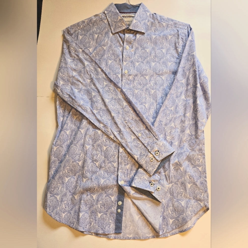 Con.struct slim dress shirt blue paisley 15 1/2 32-33